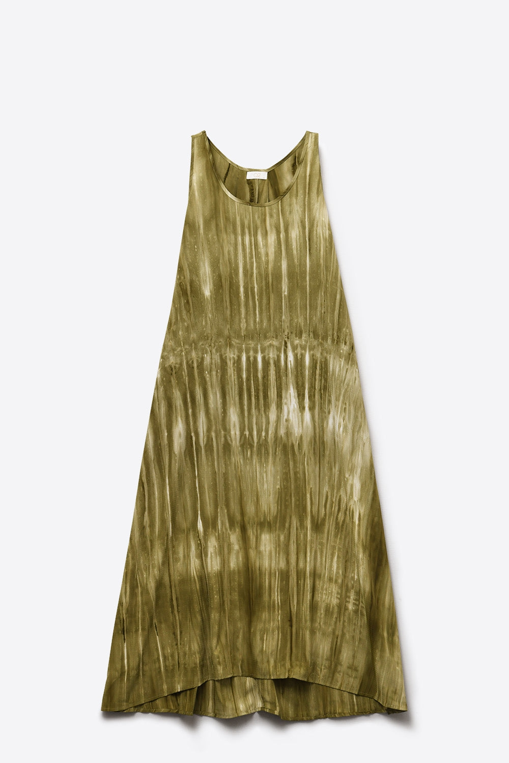 Vestido Boho Descontraído em Tie Dye Verde Kakhi em tecido de alta qualidade