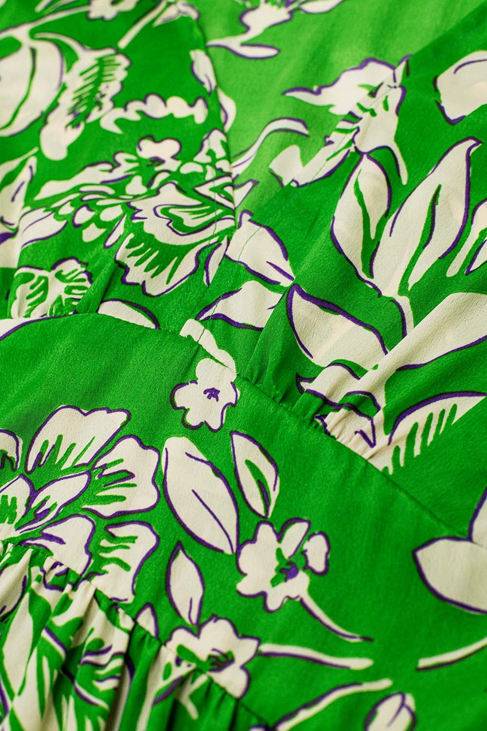 Vestido Maxi Cinched Cintura com estampado floral em verde