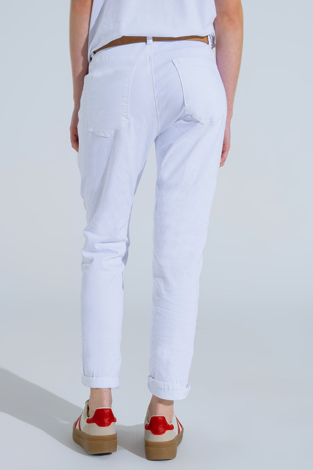 Jeans Skinny Branco Amassado