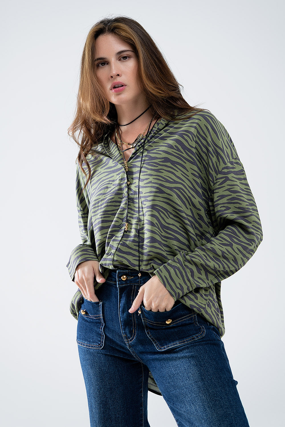 Camisa estampada zebra verde