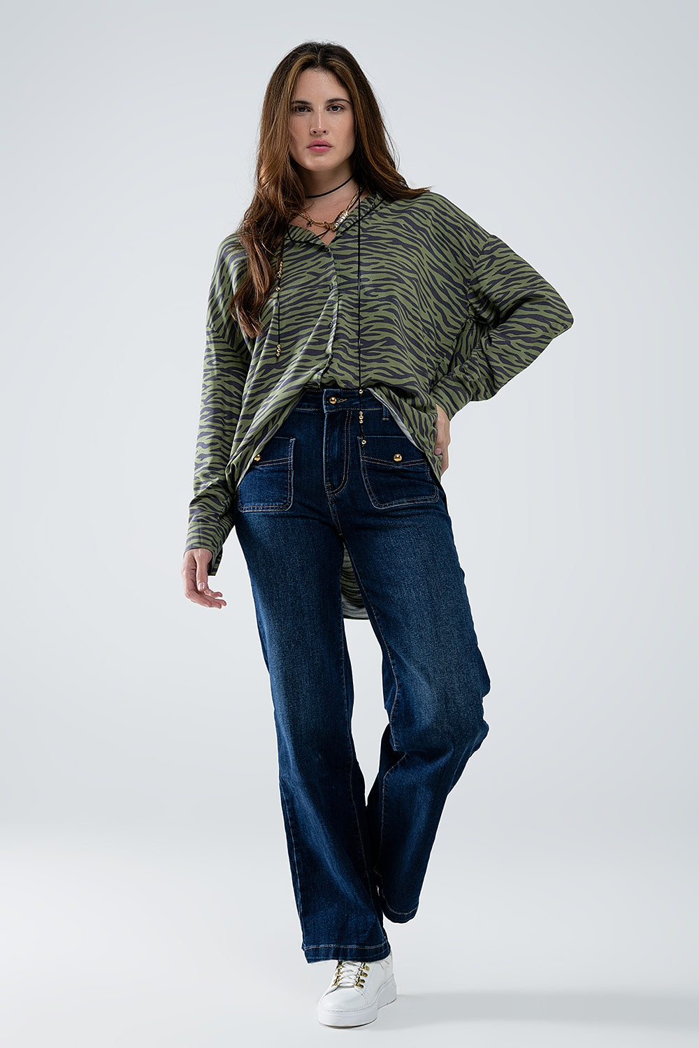 Camisa estampada zebra verde