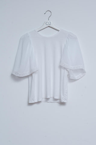 Blusa manga anjo chá branca