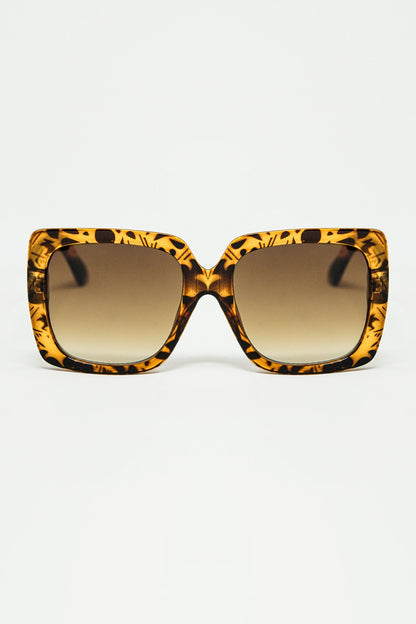 Q2 animal print square frame sunglasses