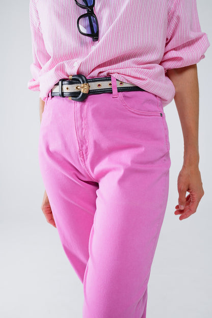 Calça Jeans Skinny Basic na cor rosa