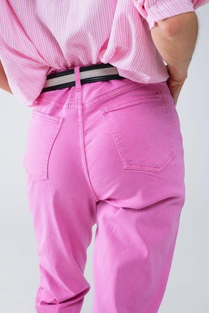 Calça Jeans Skinny Basic na cor rosa
