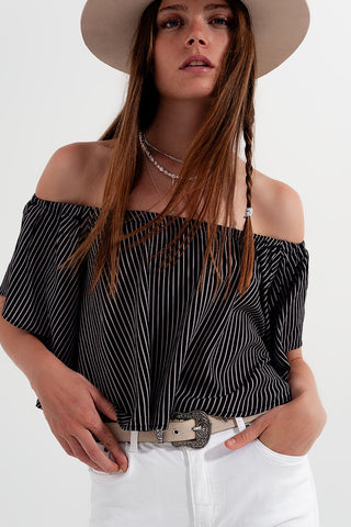 Blusa Bardot listrada