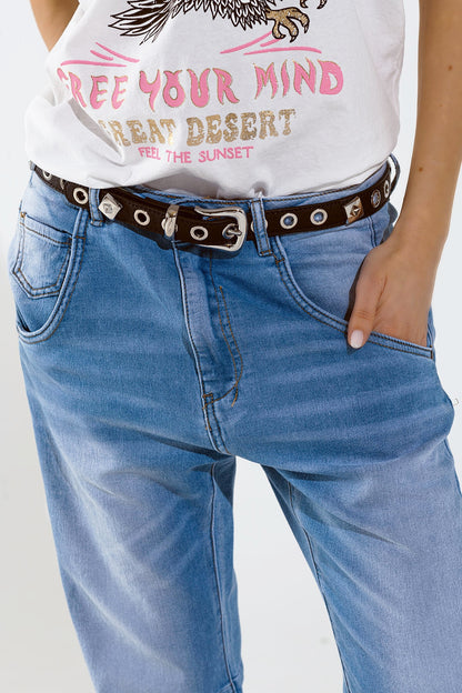 Calça Jeans Boyfriend Básica Com Detalhe De Costura