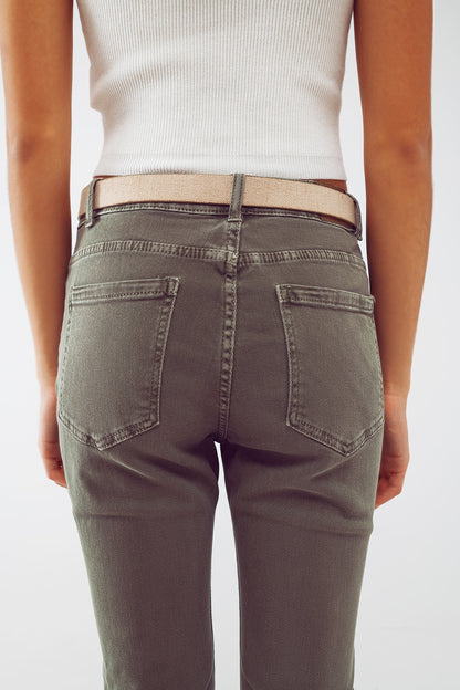 Calça Jeans Skinny Básica Verde Militar