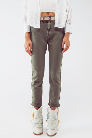 Calça Jeans Skinny Básica Verde Militar