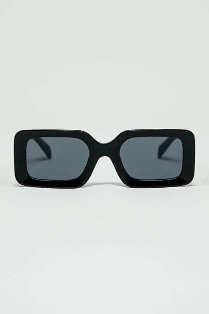 Q2 Black square sunglasses with detail on the side
