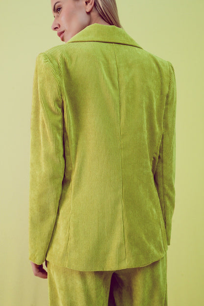 Blazer com botões vintage em bombazina lima