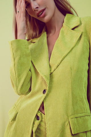 Blazer com botões vintage em bombazina lima