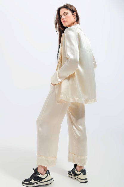 Blazer de cetim branco