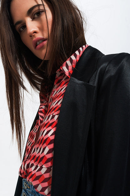 Blazer de cetim preto