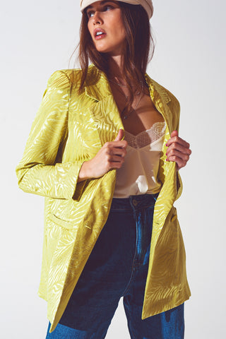 Blazer de estampa zebra oversized em verde