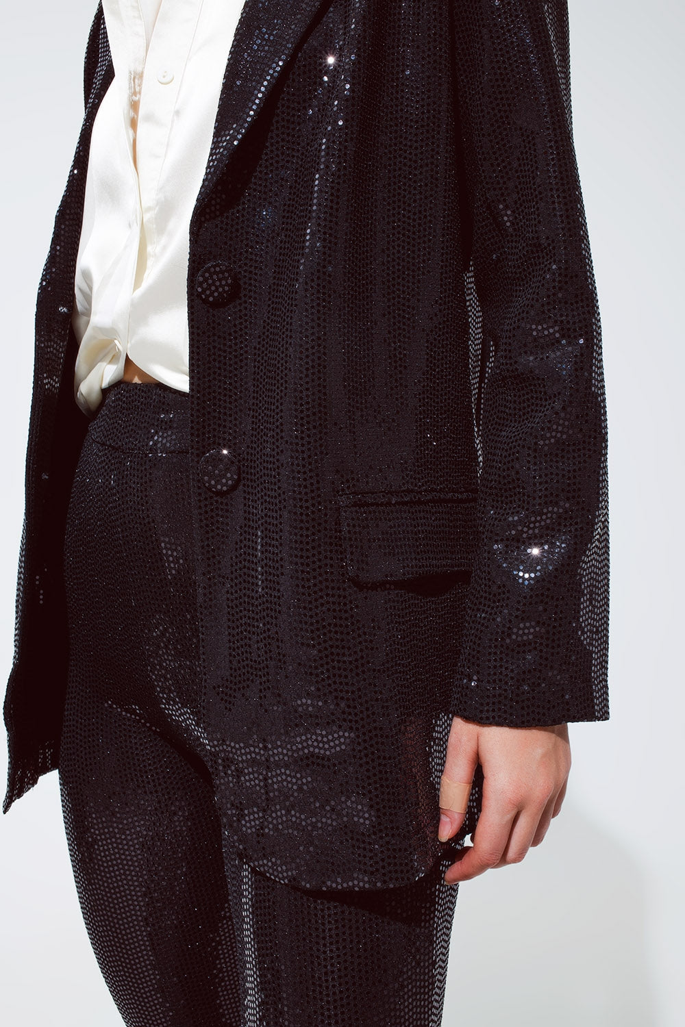 Blazer Party Relaxed com lantejoulas em preto