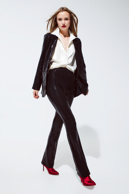 Blazer Party Relaxed com lantejoulas em preto
