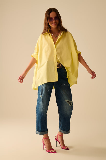Blusa amarela oversized com manga curta