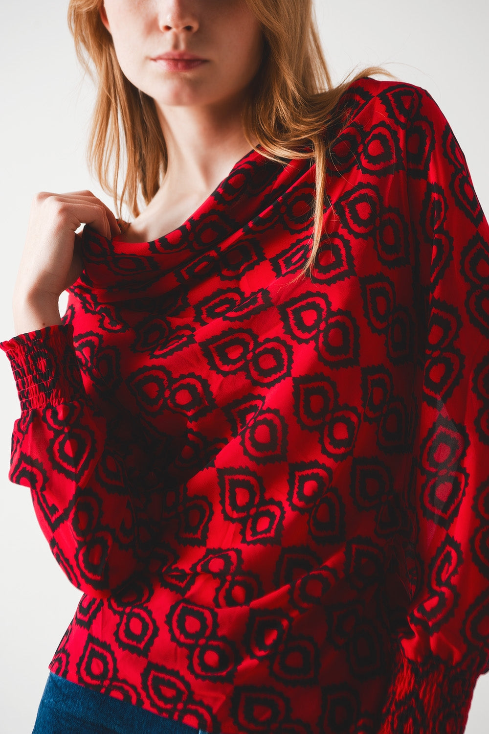 Blusa com mangas desbotadas fúcsia