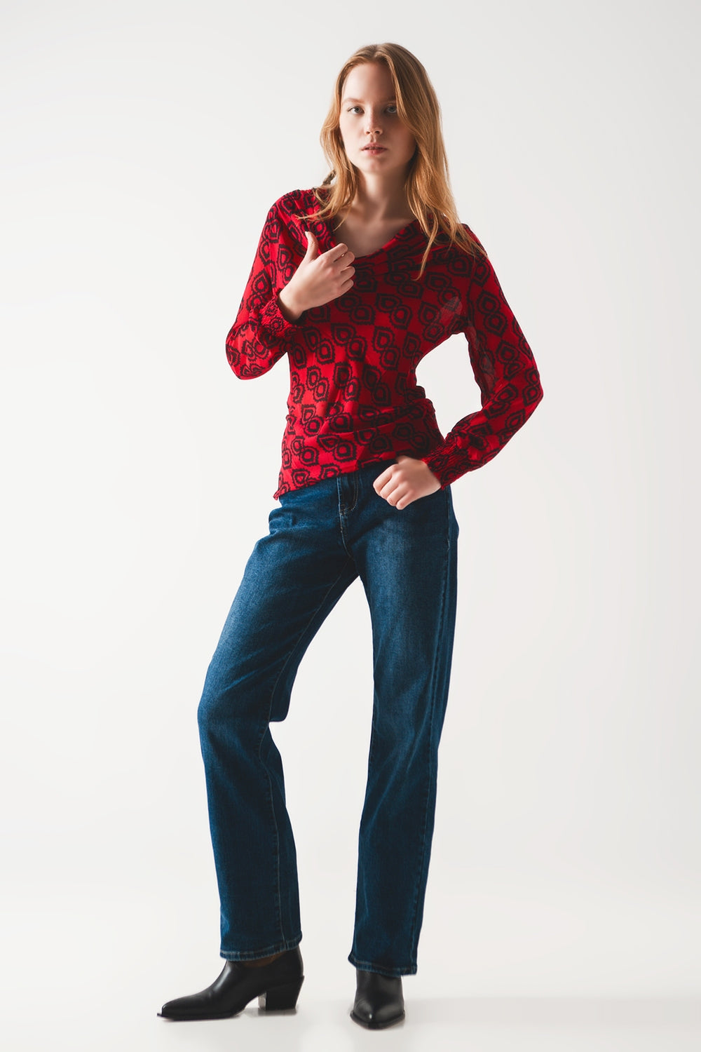 Blusa com mangas desbotadas fúcsia