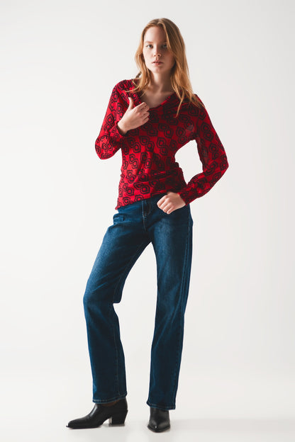 Blusa com mangas desbotadas fúcsia