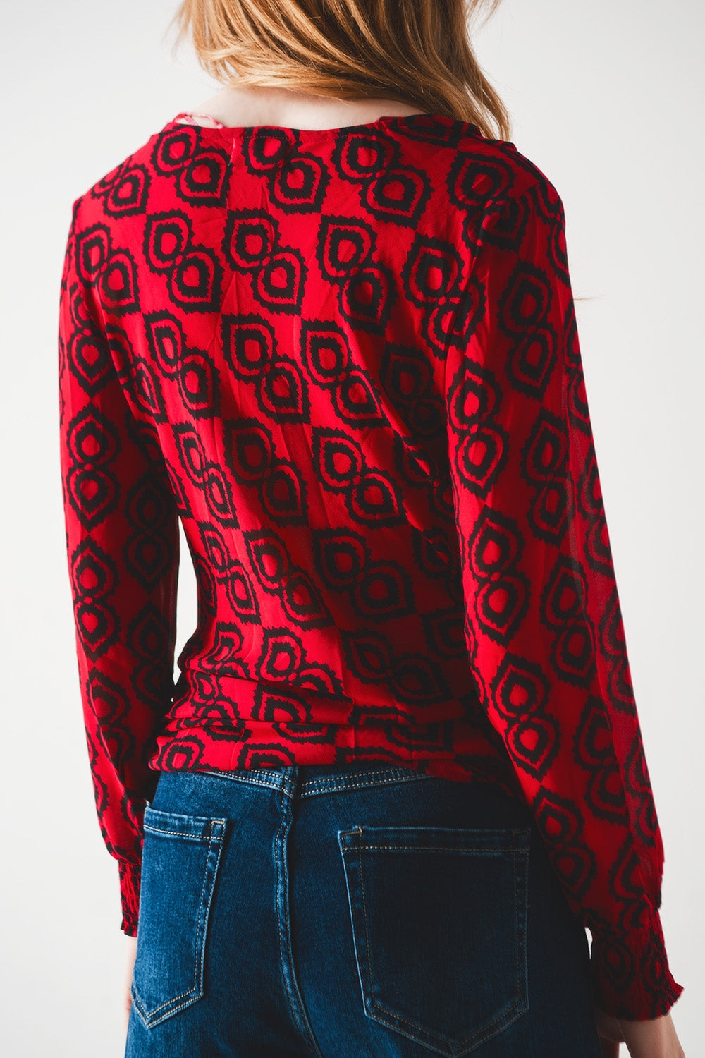 Blusa com mangas desbotadas fúcsia