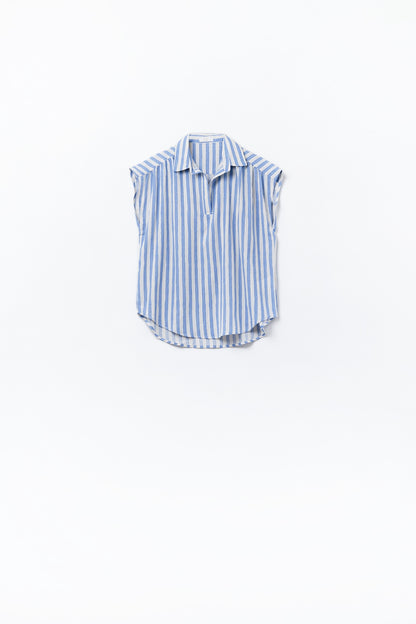 Blusa de mangas descaídas às riscas em azul