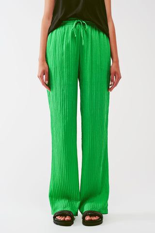 Calça listrada folgada em verde