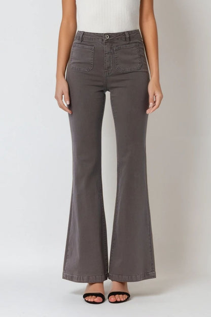Q2 Calças de ganga skinny cinzentas escuras com pormenor de bolso à frente