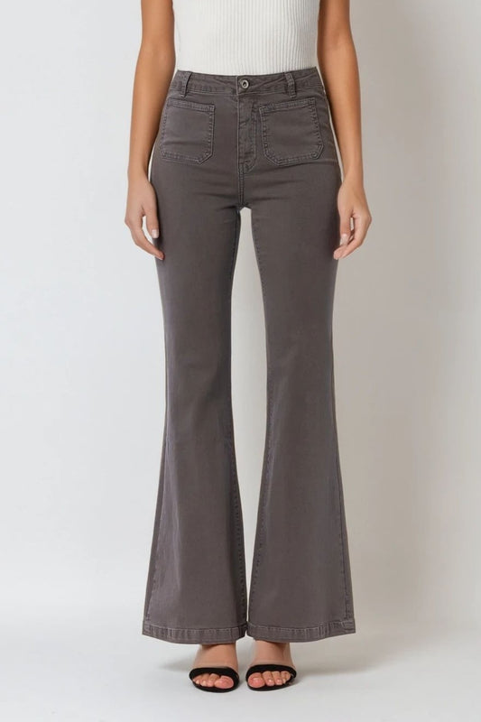 Q2 Calças de ganga skinny cinzentas escuras com pormenor de bolso à frente
