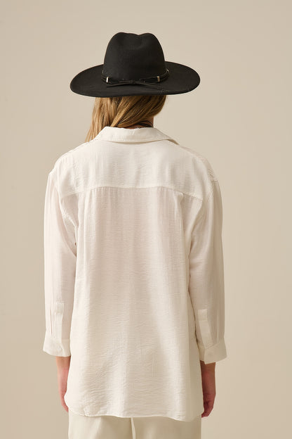 Camisa de corte descontraído com mangas compridas em branco