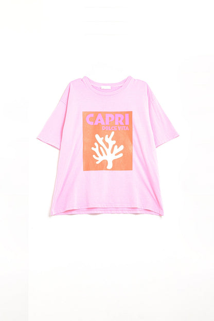 Camiseta Dolce Vita Baby Rosa Capri Feita na Itália