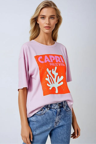 Camiseta Dolce Vita Baby Rosa Capri Feita na Itália