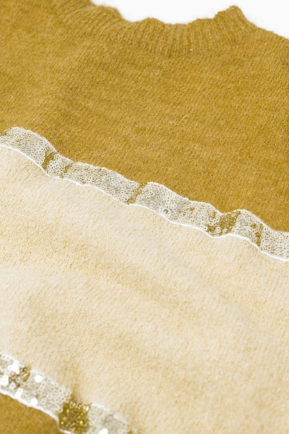 Camisola bege sem mangas com detalhes de lantejoulas
