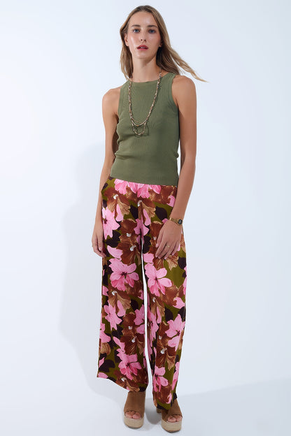 Camisola com gola alta caqui com nervuras