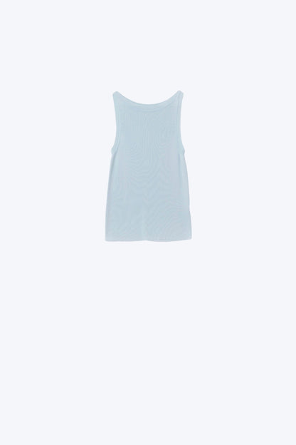 Q2 Camisola com gola redonda com nervuras em azul bebé