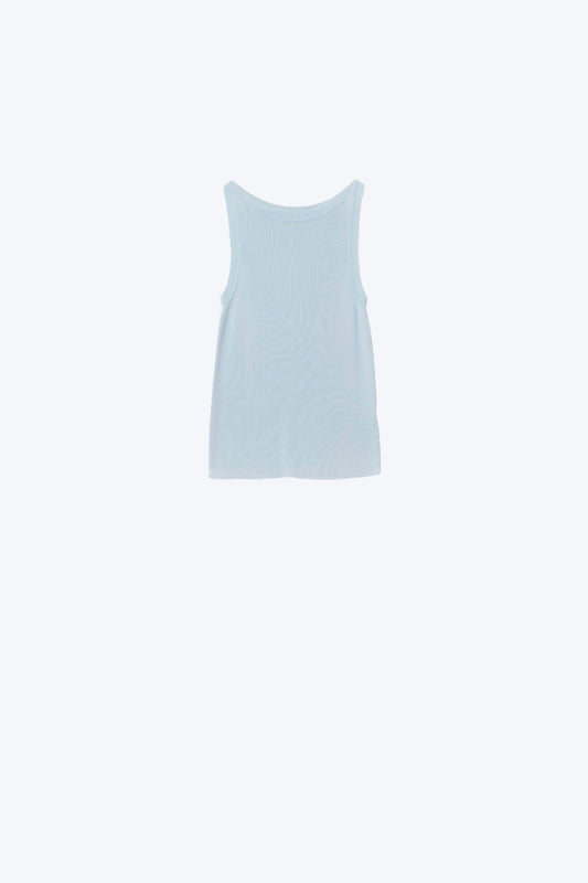 Q2 Camisola com gola redonda com nervuras em azul bebé