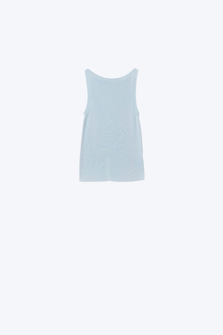 Camisola com gola redonda com nervuras em azul bebé