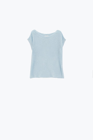 Camisola com gola redonda e mangas compridas em azul