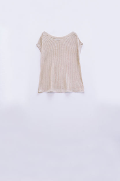 Camisola com gola redonda e mangas compridas em bege