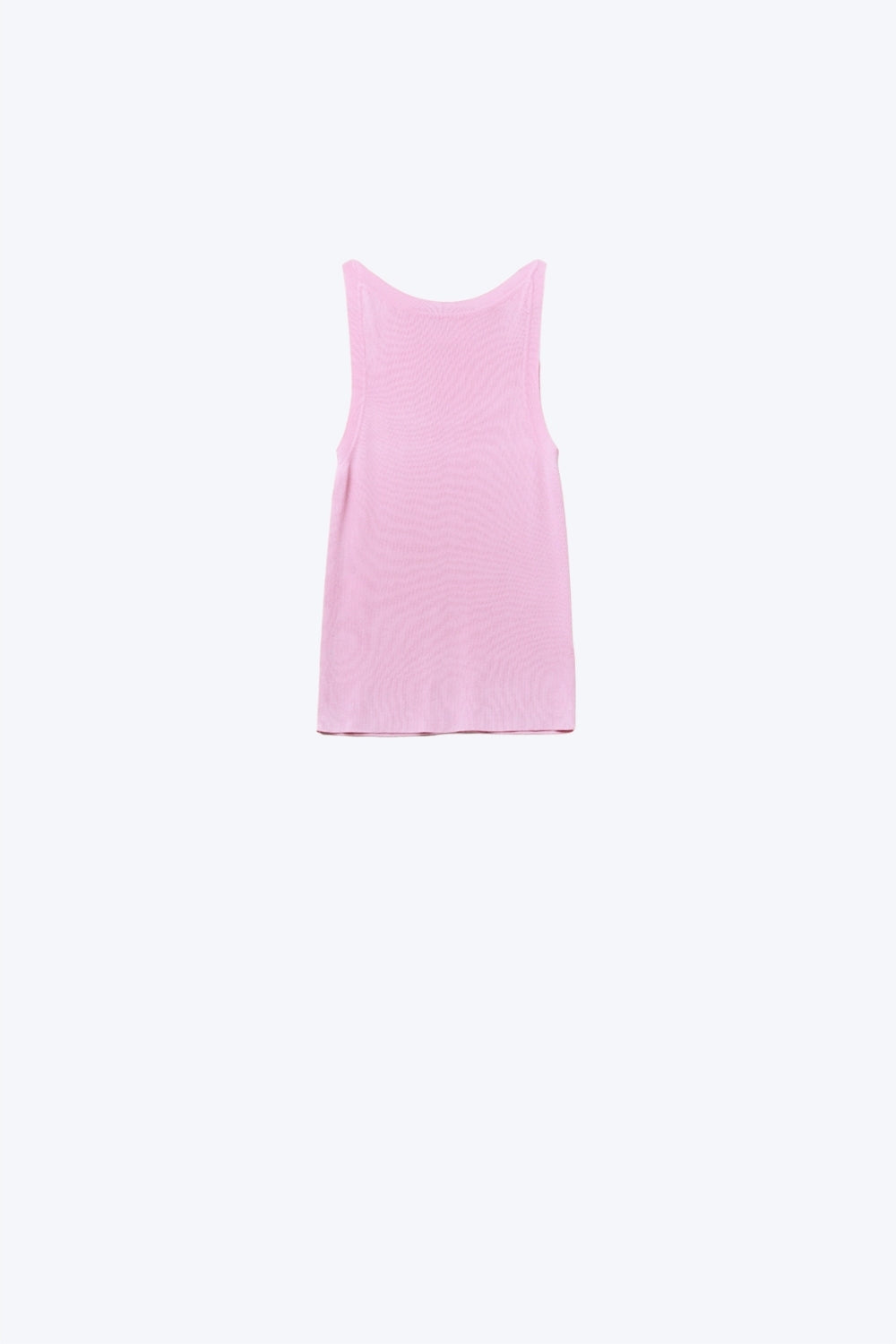 Camisola com gola redonda e nervuras em rosa bebé