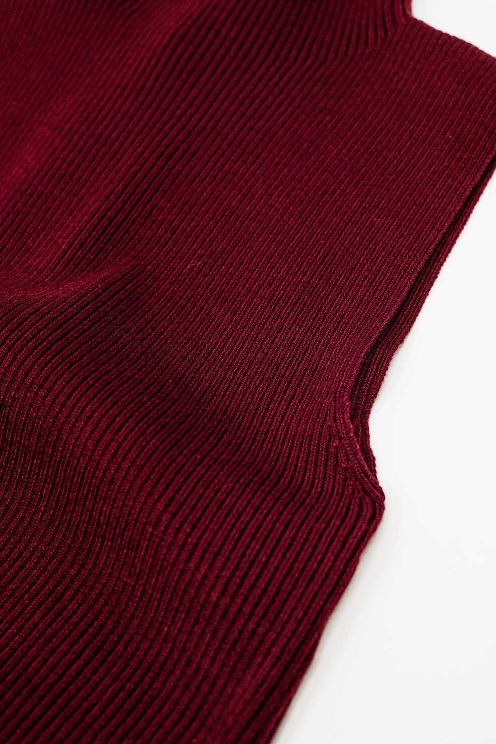 Camisola com nervuras e pescoço de tartaruga em Borgonha