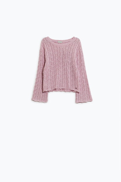 Camisola cor-de-rosa com mangas largas