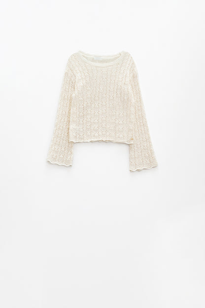 Camisola creme com mangas largas