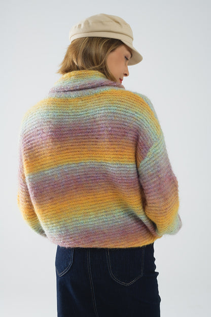 Camisola de gola alta confortável em multicolor