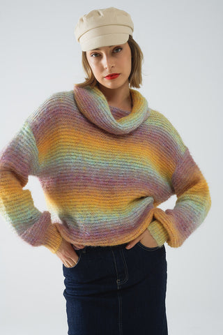 Camisola de gola alta confortável em multicolor