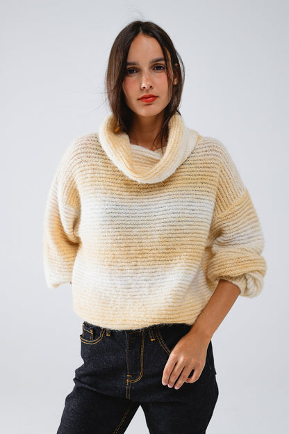Camisola de gola alta confortável em tons neutros e quentes