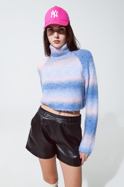 Q2 Camisola de gola alta em malha fofa em a