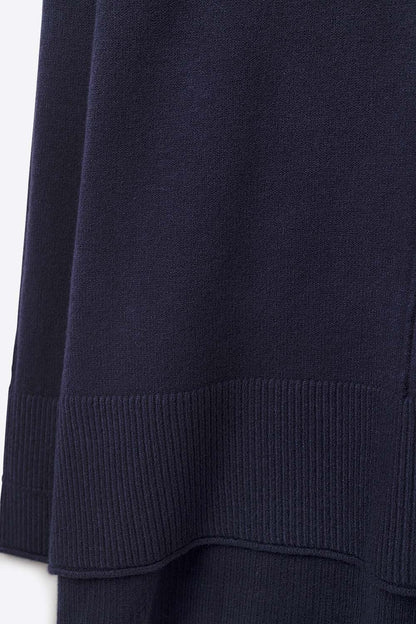 Camisola de gola redonda em azul-marinho