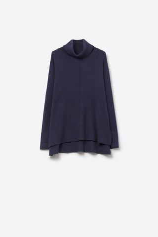 Camisola de gola redonda em azul-marinho